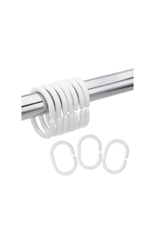 Primanova Banyo Perde Boru Halkası Plastik Beyaz M-05401 Çok Renkli