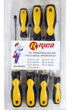 Rico 003-RK0026 Klasik Tornavida Seti Yıldız Düz 7 Parça Rico 003-RK0026 Klasik Tornavida Seti Yıldız Düz 7 Parça