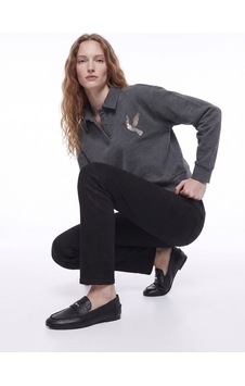 Fabrika Antrasit Kadın Loose Fit Taşlı Sweatshirt F6wl-swt0031 Antrasit Melanj Fabrika Antrasit Kadın Loose Fit Taşlı Sweatshirt F6wl-swt0031 Antrasit Melanj