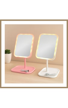 Bezos 7\" Led Usb Şarjlı Dikdörtgen Makyaj Aynası, 90 Ayarlı 22 Çok Renkli Bezos 7\" Led Usb Şarjlı Dikdörtgen Makyaj Aynası, 90 Ayarlı 22 Çok Renkli