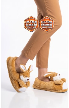 Akınalbella Sıcak Tutan Tavşan Desenli Camel Unisex Ev Terliğ Panduf H025.z.0000 Akınalbella Sıcak Tutan Tavşan Desenli Camel Unisex Ev Terliğ Panduf H025.z.0000