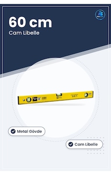 Su Terazisi 60 Cm Metal Gövdeli Cam Libelleli Yatay Dikey Ölçüm M
