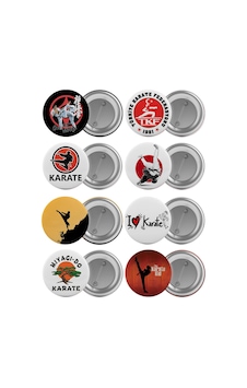 Karate Sporu Çanta Rozeti Seti 8 Adet En Büyük Boy 5.8Cm Iğneli B Karate Sporu Çanta Rozeti Seti 8 Adet En Büyük Boy 5.8Cm Iğneli B