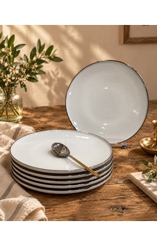 6lı Porselen Dali Platin Pasta Tabağı-7788 Çok Renkli 6lı Porselen Dali Platin Pasta Tabağı-7788 Çok Renkli