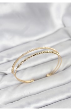 Dorika Model Pirinç Gold Renk Kadın Bileklik