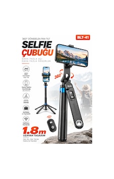 Blic Blt-41 1.8 Metre 360 Dönebilen Pan Tilt Bluetooth Selfie Çubuğu Tripod Kablosuz Kumandalı Al Siyah Blic Blt-41 1.8 Metre 360 Dönebilen Pan Tilt Bluetooth Selfie Çubuğu Tripod Kablosuz Kumandalı Al Siyah