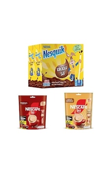 Nesquik Kakaolu Süt 6'lı Paket X 3, Nescafe 3'ü 1 Arada Original Çözünebilir Kahve Karışımı 10'lu Paket X 2, Nescafé 3'ü 1 Arada Sütlü Köpüklü Çözünebilir Kahve Karışımı 10'lu X 1 Nesquik Kakaolu Süt 6'lı Paket X 3, Nescafe 3'ü 1 Arada Original Çözünebilir Kahve Karışımı 10'lu Paket X 2, Nescafé 3'ü 1 Arada Sütlü Köpüklü Çözünebilir Kahve Karışımı 10'lu X 1