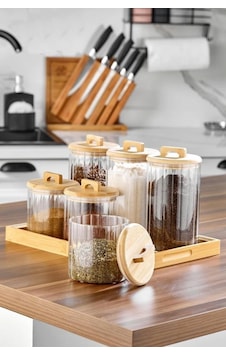 Cooker Bambu Kapaklı Cam Baharat Seti 6'lı Çok Renkli Cooker Bambu Kapaklı Cam Baharat Seti 6'lı Çok Renkli