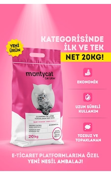 Montycat Yeni Nesil Ekonomik Bebek Pudralı Topaklaşan Bentonit Kedi Kumu 20 L
