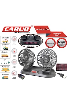Carub Vantilatör Torpido Üstü Usb Çift Kafa + Parkmatik Ev Ofis Vantilatör Carub Vantilatör Torpido Üstü Usb Çift Kafa + Parkmatik Ev Ofis Vantilatör
