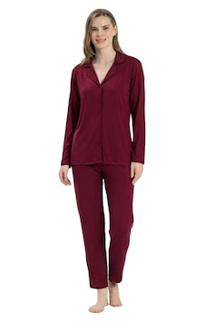 Pijadore Kadın Önü Düğmeli Uzun Kollu Mevsimlik Pijama Takımı 2209 Bordo Pijadore Kadın Önü Düğmeli Uzun Kollu Mevsimlik Pijama Takımı 2209 Bordo