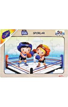 +3 Yaş Ahşap Eğitici Puzzle Sporlar – Boks (Playwood)