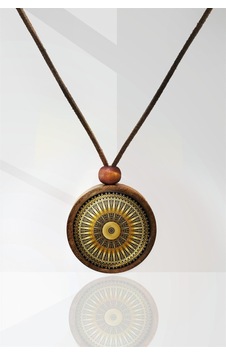 Arabesk Motif Ahşap Kolye N11.4389 Kahverengi