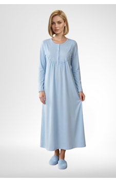 Mecit Pijama Mecit 6374 Mavi Kadın %100 Pamuk Uzun Kollu Gecelik Mecit Pijama Mecit 6374 Mavi Kadın %100 Pamuk Uzun Kollu Gecelik