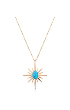 Papatya Silver 925 Ayar Rose Altın Kaplama Opal Taşlı Gümüş Kutup Yıldızı Kolye Papatya Silver 925 Ayar Rose Altın Kaplama Opal Taşlı Gümüş Kutup Yıldızı Kolye