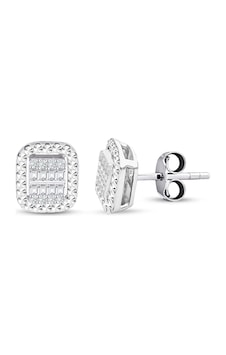 Modern Tasarım 0.22 Ct Baget Kare Tektaş  Küpe