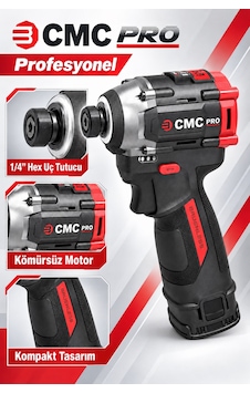 Cmc Profesyonel 16v Kömürsüz Akülü Darbeli Vidalama 180 Nm, Çift 2 Ah Akü, 4 Kademeli Cmc Profesyonel 16v Kömürsüz Akülü Darbeli Vidalama 180 Nm, Çift 2 Ah Akü, 4 Kademeli