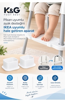 K&g Mama Sandalyesi Ayak Desteği Adaptörü Antilop, Faros Orzo, Baby Plus Star Uyumlu 2 Adet