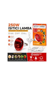 Tnyvet Isıtıcı Lamba 250 Watt + E27 Seramik Duy+2m Fişli Kablo Av