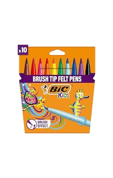 Bıc Kids Visaquarelle Fırça Uçlu Boya Kalemi 10 Renk, Fırça Başlı Esnek Ve Yumuşak Uç, Yıkanabilir Su Bazlı Boya