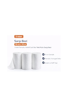 Sargı Bezi 15 Cm X 10 M 3 Adet Pamuklu Hidrofil Gazlı Bez Rulo Sargı Bezi Seti Sargı Bezi 15 Cm X 10 M 3 Adet Pamuklu Hidrofil Gazlı Bez Rulo Sargı Bezi Seti
