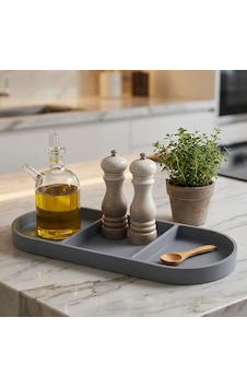 Ergonomik Çok Amaçlı Gri Silikon Mutfak Organizeri 3 Bölmeli Ergonomik Çok Amaçlı Gri Silikon Mutfak Organizeri 3 Bölmeli