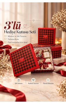 Kolix Hediyelik 3'lü Dekoratif Kutu Kırmızı-siyah İskoç Desen Premium Paketleme Kutusu Kolix Hediyelik 3'lü Dekoratif Kutu Kırmızı-siyah İskoç Desen Premium Paketleme Kutusu