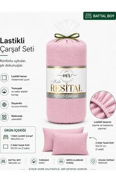 Resital Lastikli Çarşaf Seti Battal Boy Pembe Resital Lastikli Çarşaf Seti Battal Boy Pembe