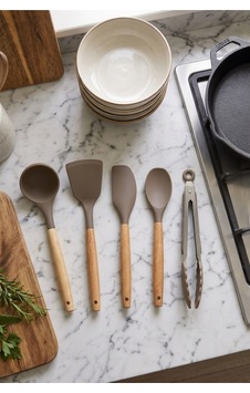 Bambu Saplı Silikon Mutfak Gereçleri Seti 5 Parça Yanmaz Yapışmaz Servis Seti Kepçe Spatula Kaşık Maşa Seti Kahverengi Silikon Mutfak Seti Kahverengi Kahverengi Bambu Saplı Silikon Mutfak Gereçleri Seti 5 Parça Yanmaz Yapışmaz Servis Seti Kepçe Spatula Kaşık Maşa Seti Kahverengi Silikon Mutfak Seti Kahverengi Kahverengi