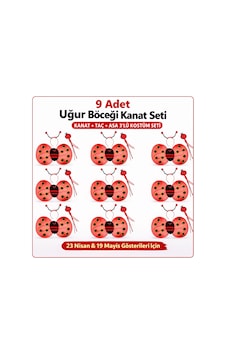 9 Lu - 641 - Uğur Böceği Kostüm Seti At - Spt-gld - Taç Asa