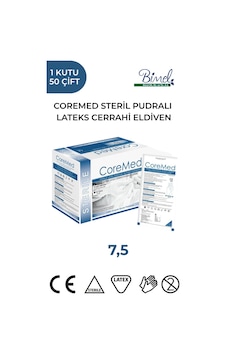 Coremed Steril Cerrahi Lateks Pudralı Eldiven 7,5 Beden 50 Çift Coremed Steril Cerrahi Lateks Pudralı Eldiven 7,5 Beden 50 Çift