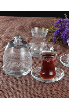 Kikovski 13 Parça Çay Seti - Gravür Desen - İnci Şeffaf Kikovski 13 Parça Çay Seti - Gravür Desen - İnci Şeffaf