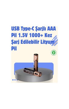 Usb Type-c Şarjlı Aaa Lityum Pil 1.5v Sabit Voltaj 1000+ Şarj Döngüsü İle Uz - Hs08375229-3 Usb Type-c Şarjlı Aaa Lityum Pil 1.5v Sabit Voltaj 1000+ Şarj Döngüsü İle Uz - Hs08375229-3