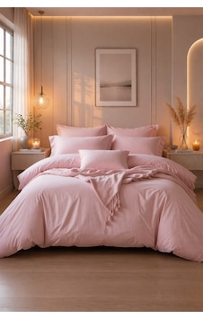 More Home Tek Kişilik Nevresim Takımı Lastikli Çarşaf Pudra More Home Tek Kişilik Nevresim Takımı Lastikli Çarşaf Pudra