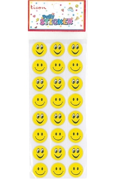 Ticon Sticker Renkli Kabartma Gülen Yüz
