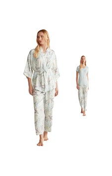 Bsm Kadın Kısa Kol 3 Lü Pijama Takımı Mint Bsm Kadın Kısa Kol 3 Lü Pijama Takımı Mint