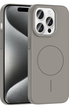 Apple Uyumlu iPhone 15 Pro Kılıf Magsafe Şarj Özellikli Kamera Çıkıntılı Hard Sensitive Sert Kapak Gri