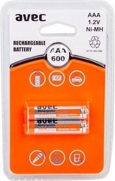 Avec 600 mAh AAA Ni-MH Şarj Edilebilir İnce Kalem Pil 2'li