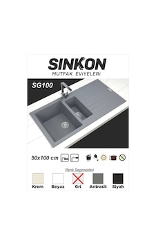 Sinkon Gri Granit Eviye 50 x 100 / 1.5 Göz - Sg100 - Sinkon Sinkon Gri Granit Eviye 50 x 100 / 1.5 Göz - Sg100 - Sinkon