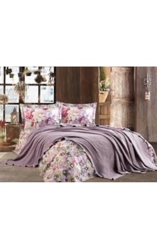 Dantela Violet Ponpon Pike Takımı Leylak Dantela Violet Ponpon Pike Takımı Leylak