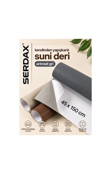 Extra Yapışkanlı Suni Deri - Antrasit Gri 45x150 Cm Gri Gri Extra Yapışkanlı Suni Deri - Antrasit Gri 45x150 Cm Gri Gri