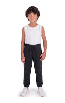 Onloox Erkek Koyu Gri Melanj Erkek Çocuk Koyu Gri Melanj İki İplik Lastikli Paça Beli Bağcıklı Cepli Eşofman Altı 4-7 Yaş