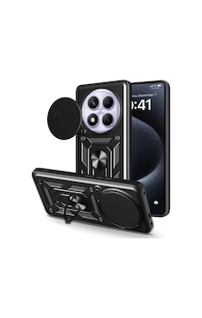 Xiaomi Redmi Note 14 Pro 4g Kılıf Magnetik Standlı Kamera Korumalı Zore Sürgülü Vega Kapak - Siyah Xiaomi Redmi Note 14 Pro 4g Kılıf Magnetik Standlı Kamera Korumalı Zore Sürgülü Vega Kapak - Siyah