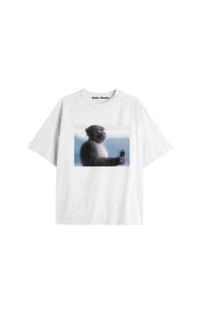 Kalic Studio Kafa Dinleyen Maymun Ünisex Oversize T-shirt Beyaz Kalic Studio Kafa Dinleyen Maymun Ünisex Oversize T-shirt Beyaz