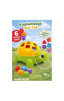 Kaplumbağa Bul-tak Oyuncak 6 Şekilli Tekerlekli & İpli Eğitici Oyuncak Çocuk Oyuncağı 12 Ay+