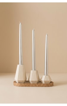 Giselle Trio Silver Candle & Cream Geometric Set Açık Bej Giselle Trio Silver Candle & Cream Geometric Set Açık Bej