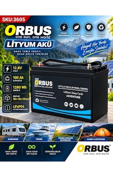 Orbus 12,8v Volt 100 Ah Amper Lityum Akü Ebatlar: 360x168x210mm Orbus 12,8v Volt 100 Ah Amper Lityum Akü Ebatlar: 360x168x210mm