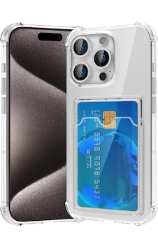 Apple Uyumlu iPhone 16 Pro Kapak Kamera Korumalı Kartlıklı Darbe Emici Özellikli Şeffaf Silikon Kılıf
