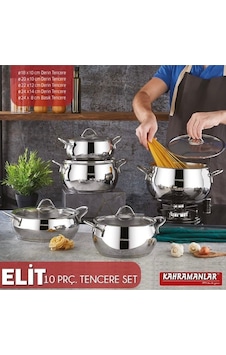 Elit 10 Parça Tencere Seti Gümüş Elit 10 Parça Tencere Seti Gümüş