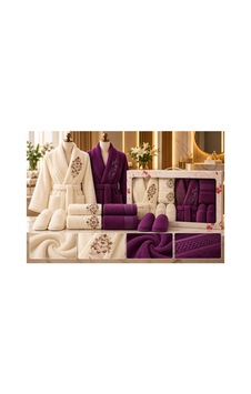 Slc Home 6 Parça Lüx Aile Bornoz Seti % 100 Pamuk Kutulu Şık Desenli İşlemeli Krem - Mor - 939937392 Krem - Mor Slc Home 6 Parça Lüx Aile Bornoz Seti % 100 Pamuk Kutulu Şık Desenli İşlemeli Krem - Mor - 939937392 Krem - Mor
